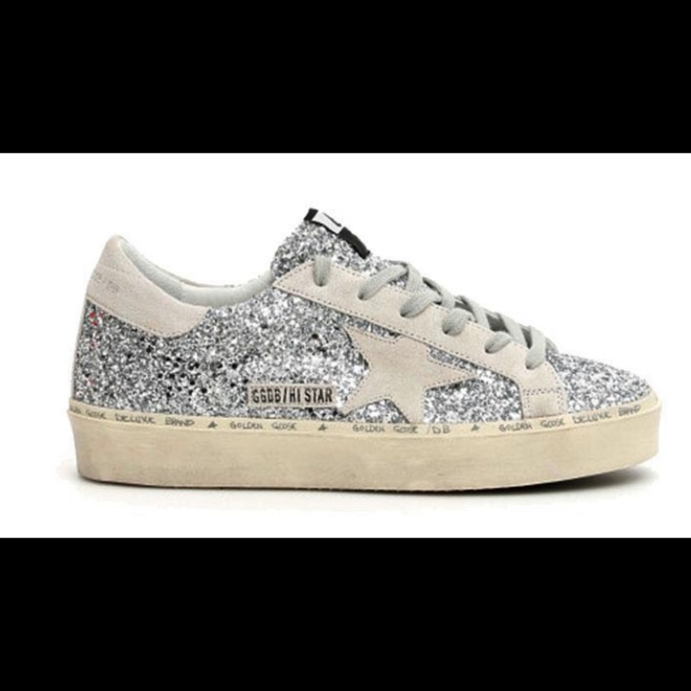 Golden goose hi star silver/ glitter